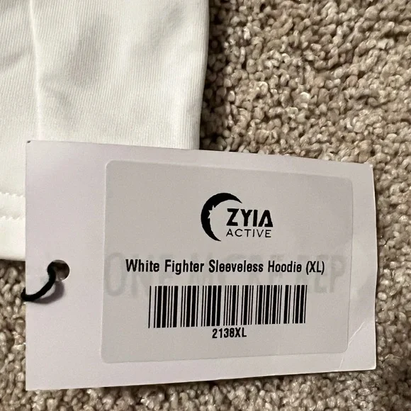 ZYIA Women’s NWT Fighter Sleeveless Hoodie White XL - Picture 7 of 10